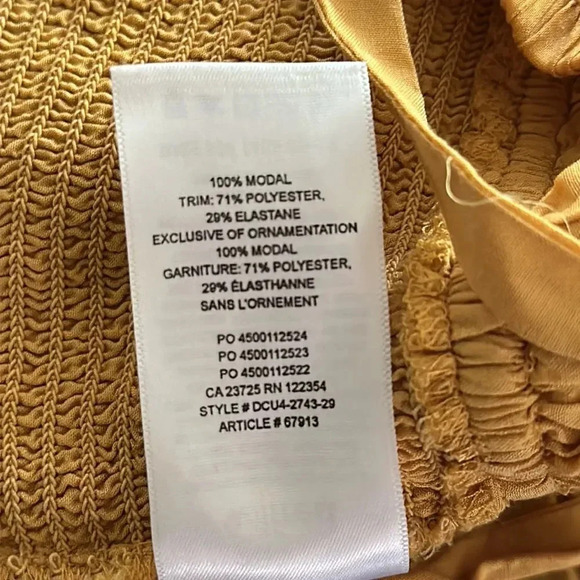 Wilfred / La Boheme sz M modal mustard color crop tank ruffle adjustable ruched - Picture 7 of 7